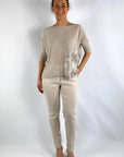 D.Exterior - 60450 | 5 duna - Truitje boothals broderie - zand