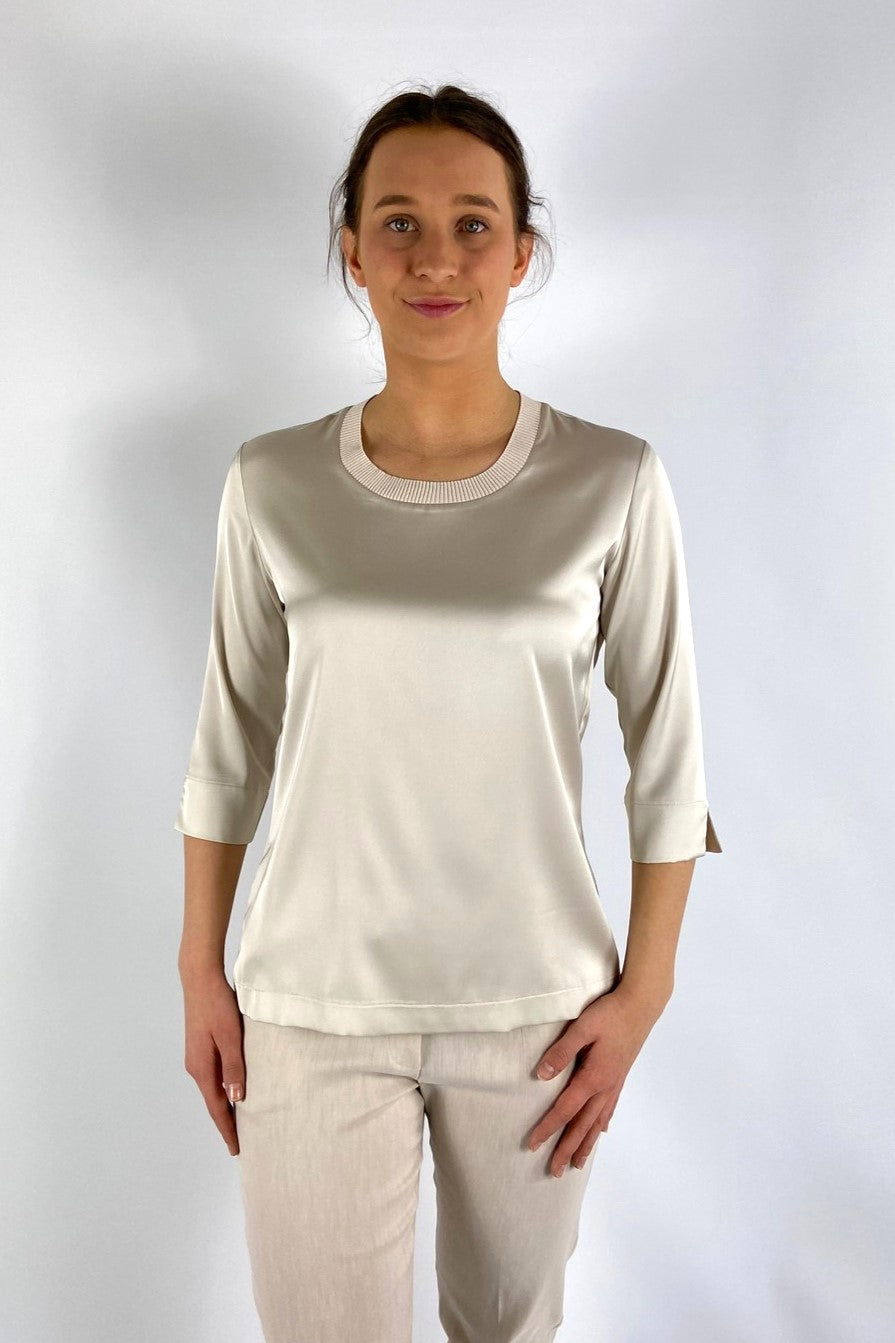 Zijde shirt van D'exterior in mastiek