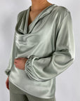 D.Exterior - 60666 | 9 giada - Tuniekbloes drapage hals - jade