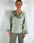 D.Exterior - 60666 | 9 giada - Tuniekbloes drapage hals - jade