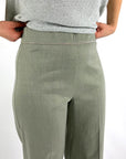 D.Exterior - 60726 | 10 salvia - Weite Leinen-Stretchhose - Salbeigrün