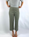 D.Exterior - 60726 | 10 salvia - Weite Leinen-Stretchhose - Salbeigrün