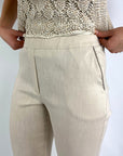D.Exterior - 60722 | 3 marmo - Leinen-Stretchhose - mastic