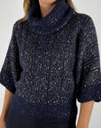 D.Exterior 63218 pull wol & alpaca met glitter – Blue