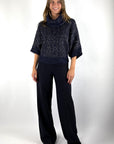 D.Exterior 63218 pull wol & alpaca met glitter – Blue