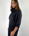 D.Exterior 63218 pull wol & alpaca met glitter – Blue