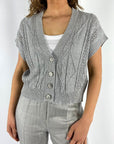 D.Exterior - 60352 | 23 argento - Cardigan kort kapmouw - zilver