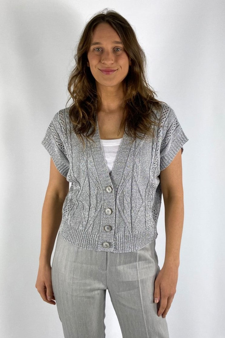 Korte cardigan van D'exterior in lichtgrijs