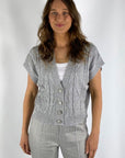 D.Exterior - 60352 | 23 argento - Cardigan kort kapmouw - zilver