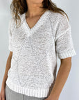 D.Exterior - 60533 | 1 bianco - Pull V ruitpatroon - wit