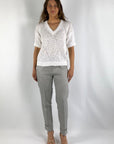 D.Exterior - 60533 | 1 bianco - Pull V ruitpatroon - wit