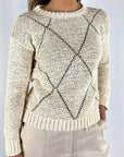 D.Exterior - 60534 | 4 avorio - Pull ajour ruitpatroon - ivoor