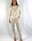 D.Exterior - 60534 | 4 avorio - Pull ajour ruitpatroon - ivoor