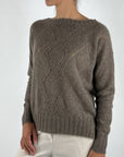 D.Exterior 63201 pull alpaca met subtiel ruitpatroon – Visone