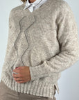 D.Exterior 63202 pull V-hals alpaca met ruit & strass – Resina