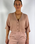 FFC - 13118 | 1068 - Strickjacke kurz durchbrochen - nude