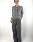 FFC korte cardigan in Light Grey met ronde hals, ribbrei en opgestikte zakjes