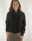 FFC kort gebreid vest met rits en opstaande kraag in Brown Melange