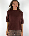 FFC Fashion 16076 ponchopull in Marron van kasjmier en zijde met oversized pasvorm en 3/4-mouwen
