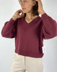 FFC - 14030 | 1463 - Pullover mit V-Ausschnitt aus Kaschmirmischung - weinrot