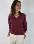 FFC - 14030 | 1463 - Pullover mit V-Ausschnitt aus Kaschmirmischung - weinrot