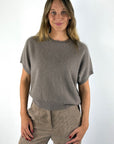 FFC Fashion 16043 pull in Taupe van wol en kasjmier met ronde hals en brushed cashmere-afwerking