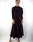 FFC Fashion 16052 A-lijn rok in Aubergine van kasjmier en zijde