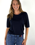 FFC Fashion 16023 truitje in Navy van merinowol met ronde hals en halflange mouwen