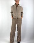FFC - 16016 - Cardigan wol & kasjmier met tweewegrits – Beige