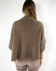 FFC - 12007 | 1295 - Poncho Pullover gerippt Wolle Kaschmir - Haselnuss