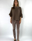 FFC - 12007 | 1295 - Poncho Pullover gerippt Wolle Kaschmir - Haselnuss