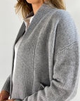 FFC - 12087 | 1211 - Strickjacke kurz Wolle/Kaschmir - Nebel Melange