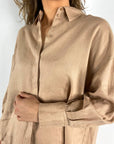 FFC - 13440 | 1387 - Leinenbluse, weit 7/8 - Kork