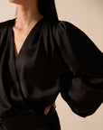 Oscar the collection - Greg top - Wickelbluse schwarz