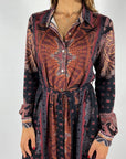 Hale Bob - Langes Kleid mit Chemise-Kragen und Mikrofaser-Print