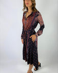 Hale Bob - Langes Kleid mit Chemise-Kragen und Mikrofaser-Print