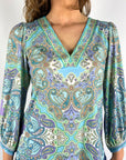 Hale Bob - Alejandra 4ZYR272A - Bluse V-Print - Türkis