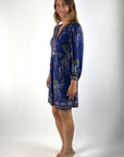Hale Bob Ayah jersey jurk met print en V-hals – Navy