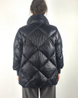 Helmur Helena korte gewatteerde winterjas met ruitpatroon – Blue