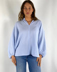 Hemisphere - 251ALESA-5ST - Hemdbluse Crinkle - hellblau