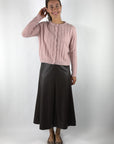 Hemisphere Powder Blush cardigan met ronde hals en fijn ajourpatroon
