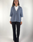 Hemisphere 2625735-4 cardigan wol cashmere met ruit – Denim Blue