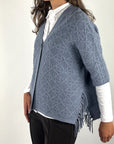 Hemisphere 2625735-4 cardigan wol cashmere met ruit – Denim Blue
