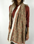 Hemisphere - NIB-CWF 252A - Sjaal bloem cashmere/wol - bruin roest