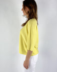 Hemisphere - V-hals Pullover Katoen-Zijde-Cashmere - Sun Yellow - 2610413-4