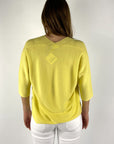 Hemisphere - V-hals Pullover Katoen-Zijde-Cashmere - Sun Yellow - 2610413-4