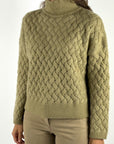 Hemisphere pullover met opstaande kraag en structuurbrei – Prairie Sand