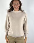 Hemisphere fijngebreide wollen pullover met T-hals in Light Stone