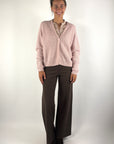 Hemisphere 262C504-17 oversized cardigan in Powder Blush van kasjmier en katoen met V-hals
