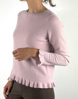 Hemisphere 2621344-4 cashmere pull met ruffles – Powder Blush